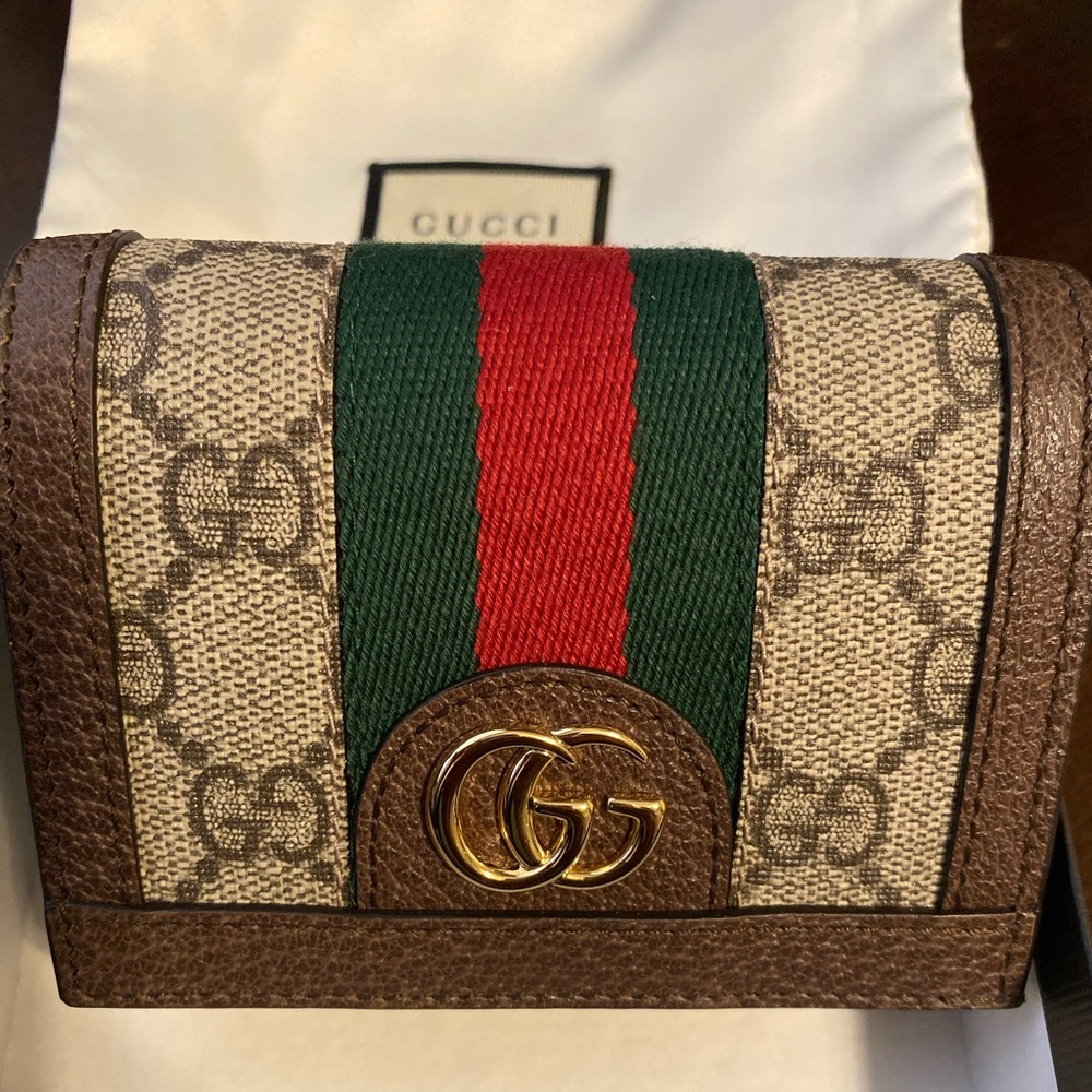 Gucci Ophidia GG Supreme Flap Card Case/Wallet
